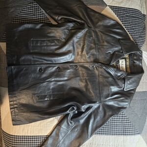 Wilsons Leather M.Julian Mens Sz XL Button Up Jacket Coat Green Quilted Lining